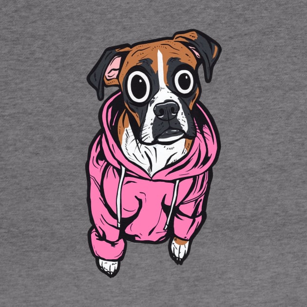 Boxer Dog Pink Hoodie by turddemon